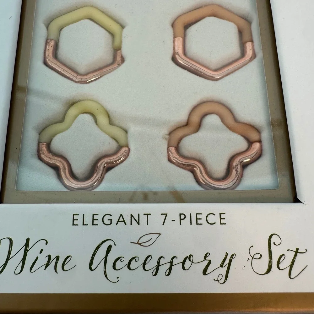 Laura Ashley Elegant 7-Piece Wine Accessory Set Bottle Stopper‎ Charms